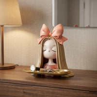 Butterfly Girl Ornament Giftable Girl Bust Tray Cute for Entryway, Office Desk