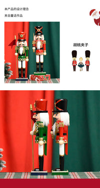25 New 38CM Flat-Top Flag Soldier Nutcracker Solid Wood Decorative Puppet Gift Craft Christmas Ornament