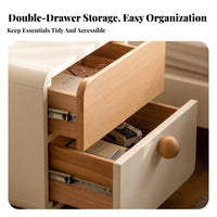 Nightstand with Drawers Two-Tsingle Design design Two-Tsingle End Table Wooden Grain Finish
