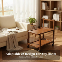 With casters Rolling Side Table Vintage & design Rolling C-Table Multi-Functional Storage utility cart Space-Saving for Apartment Dwellers, property owners, Students, Living Room, Small areas, Bedroom, Home Office