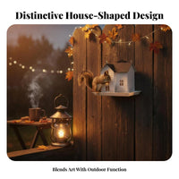 Decorative Design Hanging Solar Bird Feeder Weatherproof Solar-Powered Feeder House Two-in-One Function Outdoor Decoration Easy to Clean and Refill for Nature Lovers, Homeowners, Gift Givers, Backyard, Patio, Porch, Balcony