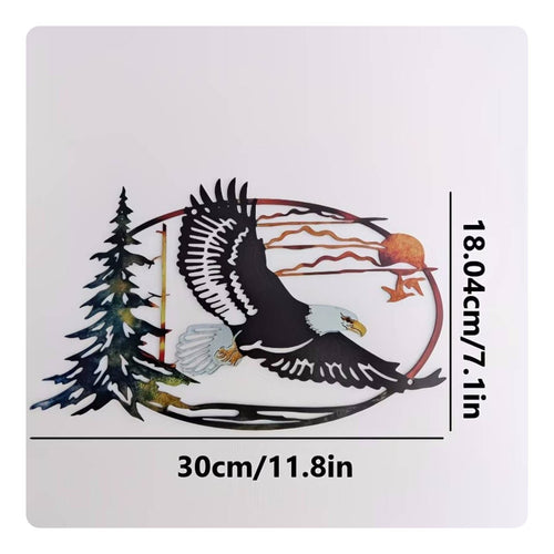 Cast Iron Eagle Wall Hanging Easy to Hang forests Sunset Wall Art Modern Rustic House Decoration for Entryway