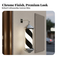 Haircut Pole Lamp Waterproof Illuminated Haircut Pole Rotating Salon Lamp Electroplated Finish Wall Mounted Rotating Sign Energy