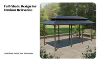 Gazebo with Swing Solid Roof Gazebo with Seating Multi-Functional Design Garden Swing Canopy for Families, Homeowners, Backyard, Patio, Deck