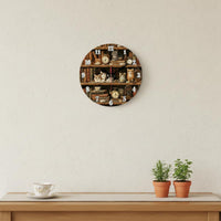 Cat Print Wall Clock Silent Movement Home Decor Battery Operated for Bedroom