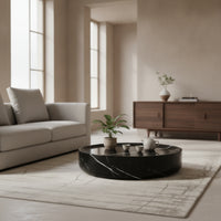 Drum Coffee Table Fully Assembled Round Coffee Table Table Sculptural Furniture for Living Room
