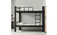 Metal Bunk Bed Black Iron Bunk Bed Space-Saving Furniture for Students, Teens, Dorm Room, Accommodation for Students, Shared Bedroom