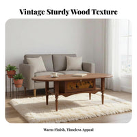 Woven Top Accent Table Sturdy Wood Construction Living Room Furniture French Aesthetic Retro Aesthetic for Lounge Area, Study
