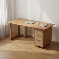 Cane Woven Writing Desk Minimalist Design Wooden Home Office Desk