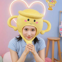 Fuzzy Hat with Handles Soft Trophy Hat Lightweight Headwear for Partygoers