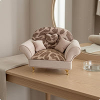 Miniature Leopard-Print Sofa Cushioned Jewelry Box Upholstered