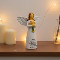 Angel Sculpture Holding Flowers Hand-Painted for Retirees, Colleagues
