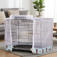 Pet Cage Cover with Ventilation Net Cover, Patterned Breathable Mesh Material Trim, Dustproof Cage Cover for Indoor Outdoor Use, Mesh Cover
