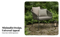 3 Pieces 3-Piece Woven Chat Set Nordic design Outdoor Furniture space-saving Easy Assembly for Apartment Dwellers, Homeowners