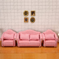 1:12 Dollhouse Miniature Furniture OB11 Red and White Striped Living Room Single Sofa