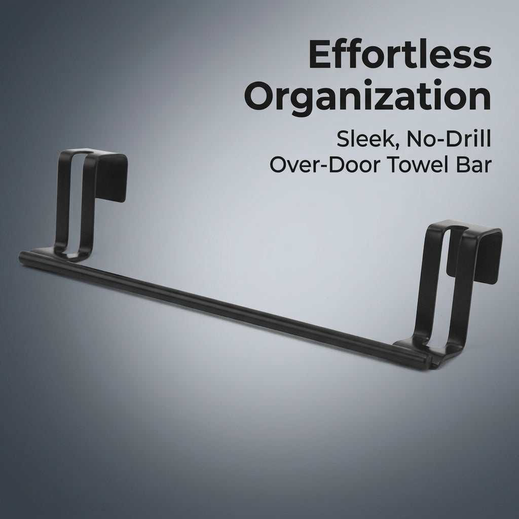 Bedroom and Closet Metal Over the Door Space Saver for Any Homeowner, Sleek Black Hanger for Coats and Bags, Versatile the Towel Hook
