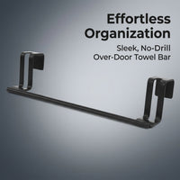 Bedroom and Closet Metal Over the Door Space Saver for Any Homeowner, Sleek Black Hanger for Coats and Bags, Versatile the Towel Hook