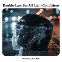Quick Release Buckle 3/4 Motorcycle Helmet Removable and Washable Liner 3/4 Uncovered Face Helmet Lightweight Safeguarding Headwear Glasses Friendly for Men, Women, Commuting, Street Riding