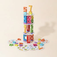 Three-Dimensional Number Stacking Toy Educational Wooden Number Blocks Painted Counting Blocks for Preschool, Classroom