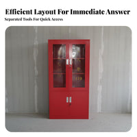 Multi-Compartment Design Micro Fire Station Cabinet Reinforced Construction Fire Equipment Cabinet High Visibility Red Heavy Duty for Safety Officers, Property Managers, Factory Supervisors, Factories, Public Buildings, Workshops, Warehouses