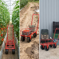 Wheeled Harvest Trolley Heavy-Duty Cart with Container Holders for Gardeners