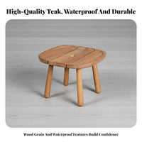 Round Slatted Side Table Waterproof outdoordoor Furnishing Resistant