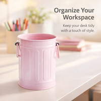 Metal Pen Organiser with Handle for Desk Organizer, Cylindrical Stand, Student Accessories, Large Capacity Storage