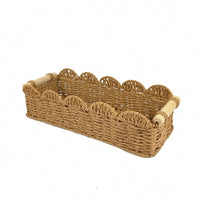 Woven Storage Basket with Handles Portable for Desktop, Bathroom Shelf