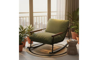 Wide Seat Cushioned Lounge Rocker Ergonomic Design Modern Rocking Chair Year-Round Use Metal Frame Rocking Chair Luxurious Cushion for Adults, Balcony, Living Room, Bedroom
