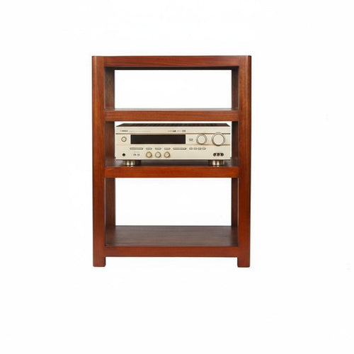 Solid Wood Audio Rack High-Fidelity Grade High-Fidelity Equipment Stand Rounded Edges Wooden Stereo Component Shelf for Audiophiles, Listening Room