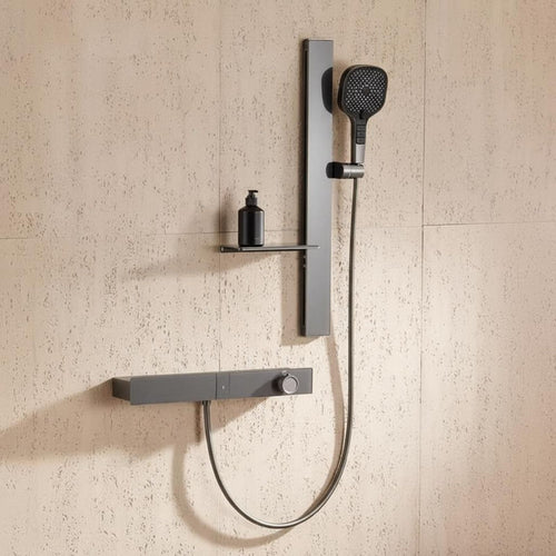 Thermostatic Shower Faucet Set, Brass Waterfall Spout, Shelf