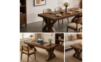 Solid Wood Wooden Dining Table Minimalist Dining Table with X-Shaped Base Stable Furniture Long-Lasting for Families
