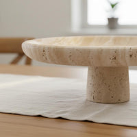Marble Fruit Tray Waterproof Travertine Fruit Bowl Oil-Resistant for Countertop