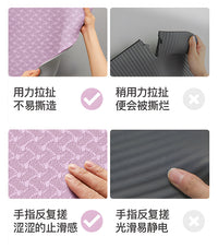 TPE Yoga Mat with Alignment Lines, 185x80cm, 8mm, Light Pink