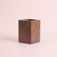 Pen Holder for Desk, Diamond Shaped Pencil Organiser, Solid Walnut Desktop Storage for Office Study Room, Stationery Cup