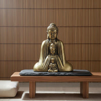Brass Buddha Statue Intricate Elaboration Buddhist Sculpture Fine Workmanship