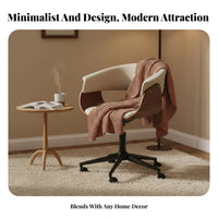 Minimalist and design Adjustable rotating Seat Ergonomic Design Wheeled Wooden Study Chair Curved spinerest Office Furniture spineing for Home Workers, Students, Adults, Bedroom, Dorm Room