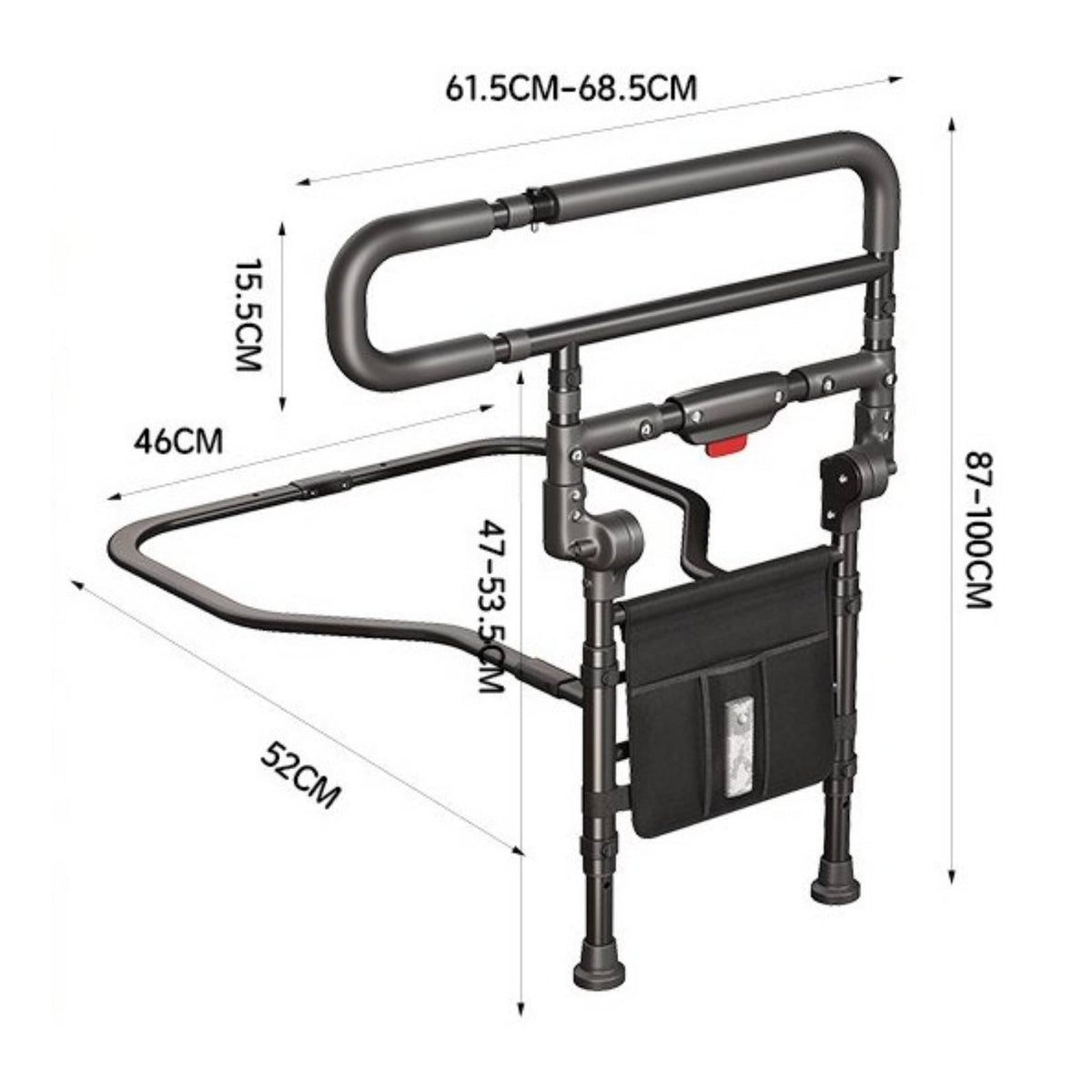 Folding Bed Rail Easy to Install Bed Assist Bar Stable Support for Night Use