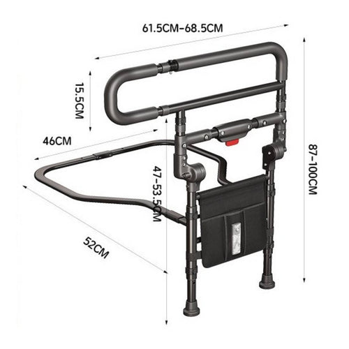 Folding Bed Rail Easy to Install Bed Assist Bar Stable Support for Night Use