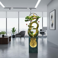 Gourd Shaped Floor Water Feature Auspicious Symbolism Water Feature Easy to Assemble LED Cascading Water Feature for Living Room, Reception Area