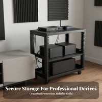 2 Pieces Server Rack Network Rack IT Hardware Rolling Cabinet Durable Steel Construction Suitable for Studio Living Room Home Office