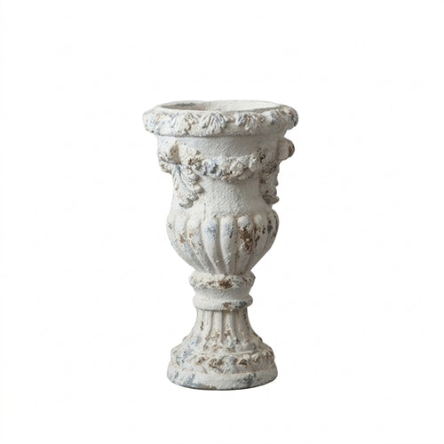 Pedestal Vase Stand Distressed Urn Pedestal Carved for Entryways, Photographers