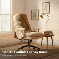 Upholstered Swivel Armchair Stable Base Desk Chair Fluid Rolling Casters