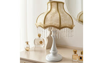 Table Lamp with Beads Pedestal Table Lamp with Fringe Classic Decorative for Bedroom, Vanity