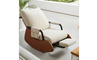 High-Back Rocking Lounge Chair with Leg Rest Corduroy Rocking Lounge Chair with Footrest Foldable Reclining Rocker with Footrest Sturdy for Balcony