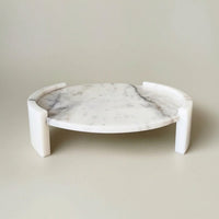 Marble Tray with Side Supports Stone Round Tray Minimalist for Living Room