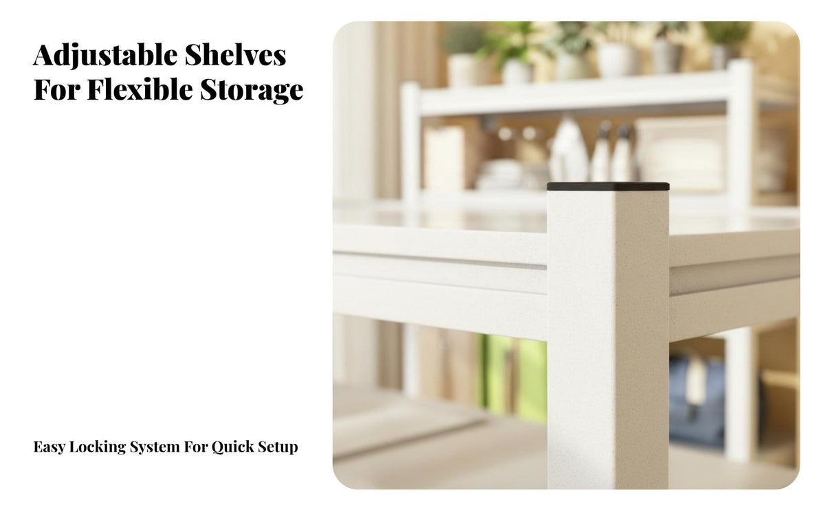 High Load Capacity Multi-Tier Metal Shelf Long-Lasting Construction Floor Standing Utility Shelf Space Saving Design Heavy Duty Storage Rack Easy Assembly for Kitchen, Balcony, Pantry, Basement