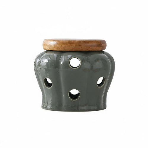 Countertop Garlic Storage Large Capacity Garlic and Ginger Container With Lid Hollowed-out Storage Pot for Pantry