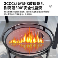 麻将机茶几双层棋牌室专用烟缸茶水架麻将桌边几茶水桌轻奢圆茶几