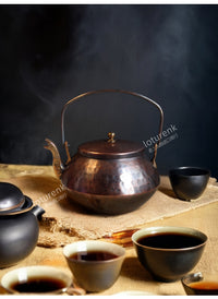 土耳其进口全手工紫铜提梁茶壶欧式宫廷风手冲防烫800ml自然氧化